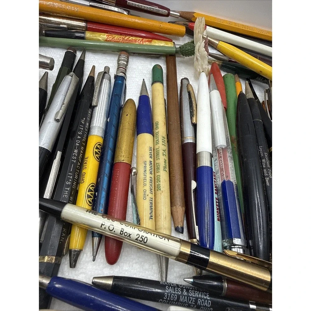 Lot of 100+ Vintage Advertising Pens Pencils (untested)